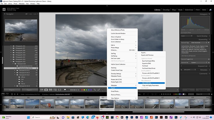 Lightroom Classic Accessing Nik 6 HDR Efex Plugin Right Click on Thumbnail 11.10.23