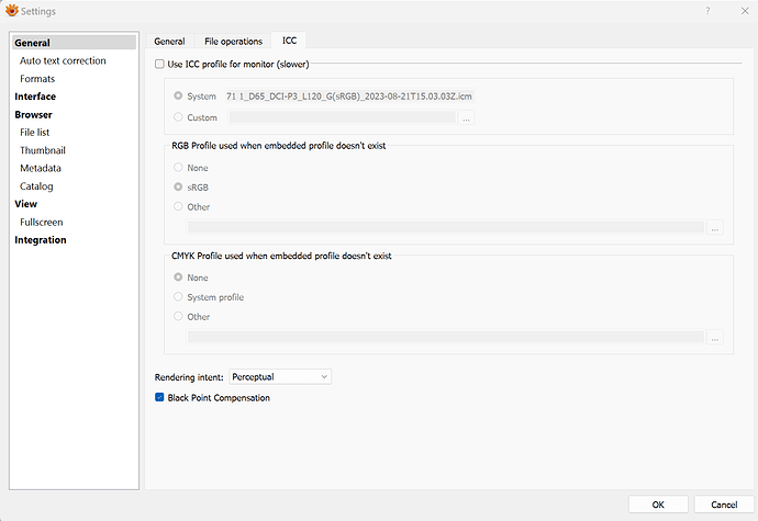 XnView Default using images ICC