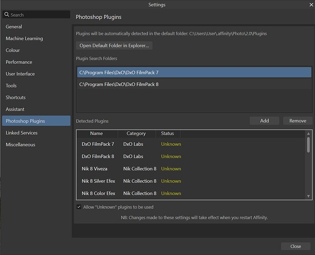 Affinity 2.6.5 Photoshop Plugins settings 08.08.26