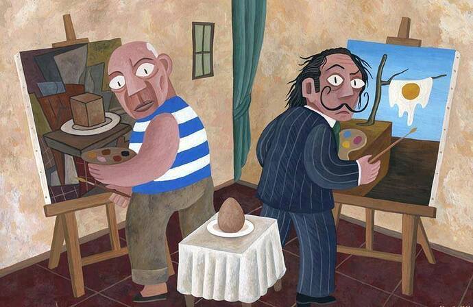 Picasso and Dali , cartoon by David Vela Cervera