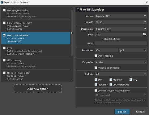 Export to Subfolder in Windows