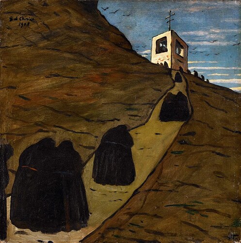 Masahiro Nogaki· Giorgio de Chirico - Climb to the Monastery 1908 oil on canvas キリコ「僧院への登り道」 油彩、カンヴァス private collection